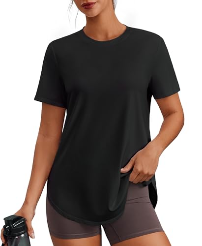 UPF 50+ Athletic Workout Top for Women - Black, Large