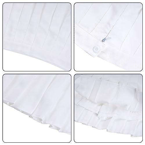 High Waisted Pleated Mini Skirt with Shorts - Small, White