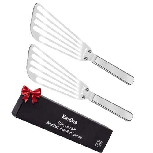 KSENDALO 2 Fish Spatula Set - Thin Flexible Stainless Steel Kitchen Utensils