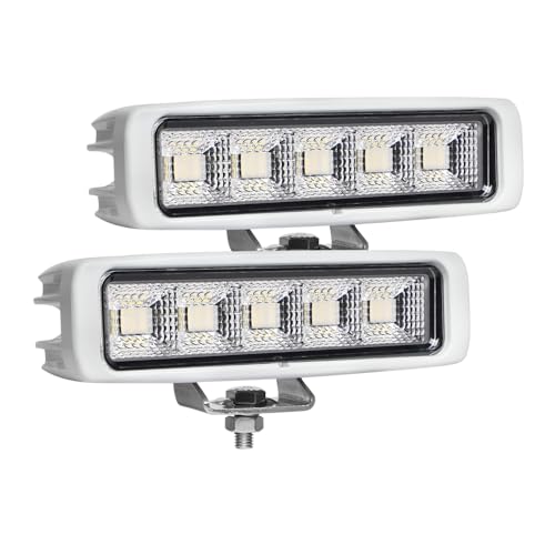 EXZEIT Waterproof White LED Boat Flood Lights 2 Pack 72W Deck Dock Marine Lighting 6.3 Inch 12/24V