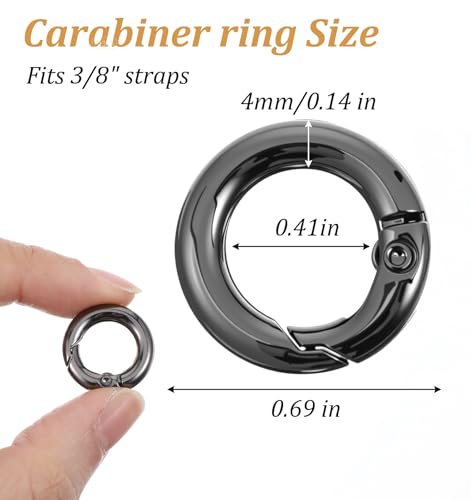 20Pcs Mini Carabiner Clips - 0.67in Black Zinc Alloy O Rings