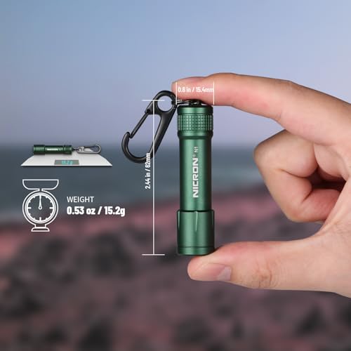 NICRON Mini LED Keychain Flashlight - Waterproof, Portable Camping Light (Green)