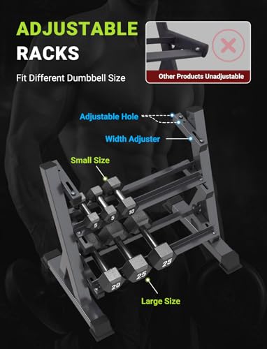 Adjustable Dumbbell Rack - Compact Weight Storage Stand - Rectangular Frame