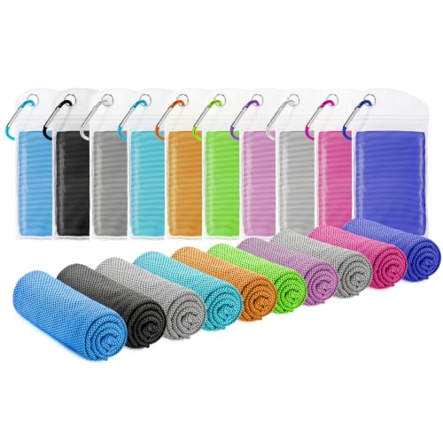 Cooling Towel 10-Pack, Quick Dry Microfiber for Summer Activities