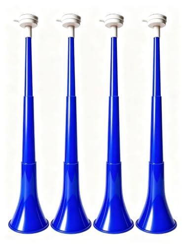 Loud Extendable Vuvuzela Horn - 24 Inch Blue Noise Maker - 4 Pack