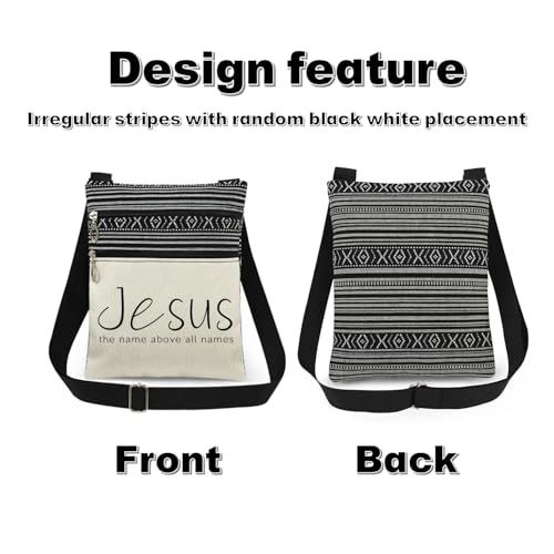 Jesus Print Adjustable Crossbody Messenger Bag - Dual Compartment