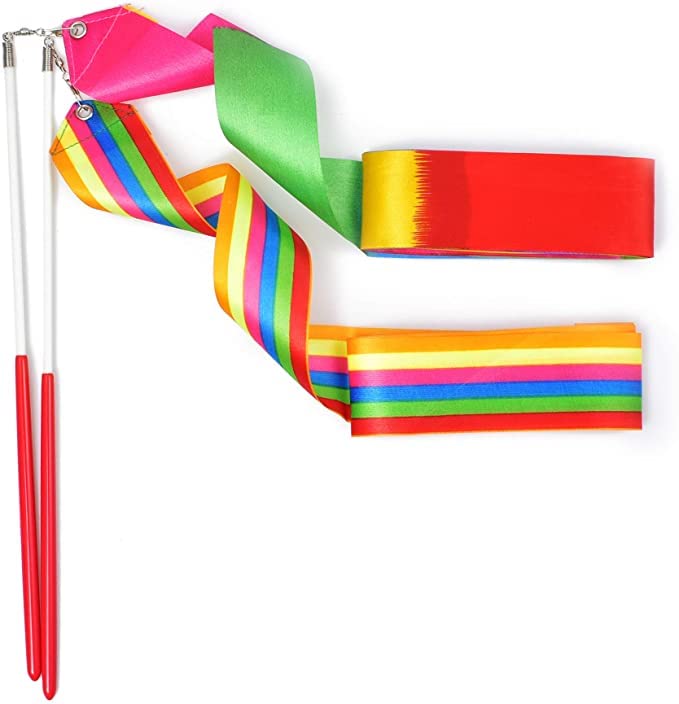 Rhythmic Gymnastics Ribbons - 2 Colorful Streamers for Dance