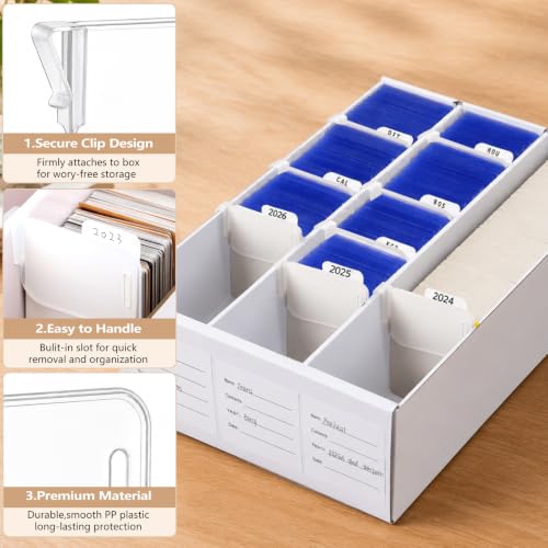 12 Card Box Dividers with 100 Labels & 10 Stickers - Trading Card Organizers