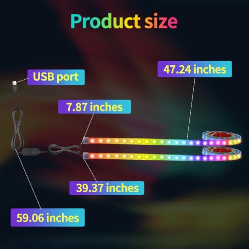 47.25" USB Powered RGB LED Strip Lights for Golf Carts with APP & Remote