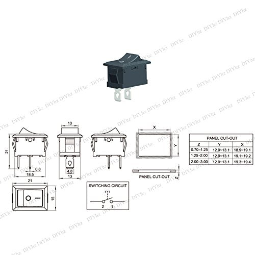 20 Pcs Mini Boat Rocker Switch SPST On/Off 6A/250V 10A/125V