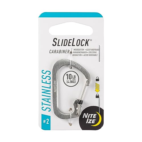 Locking Carabiner Clip - Stainless Steel, 1-3/32 in., Size #2