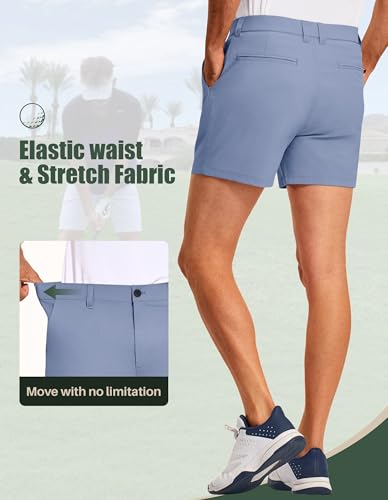 PULI Men's Waterproof Golf Shorts 5'' Inseam, Quick Dry, Breathable, Dutch Blue, 32W x 5L