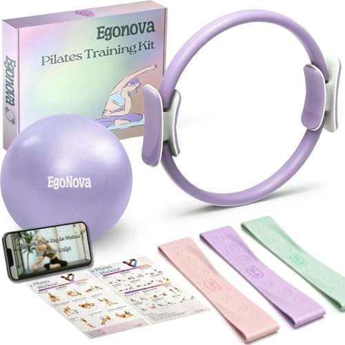 Pilates Ring Set with Resistance Bands & Mini Ball - Violet Essential