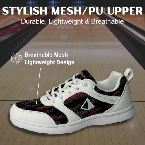 Pyramid Path Lite Hybrid Mesh Bowling Shoes for Women – White/Digital Hot Pink, Size 6