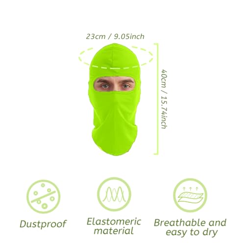 Balaclava Full Face Cover - Fluorescent Green Cycling Masks for Outdoor