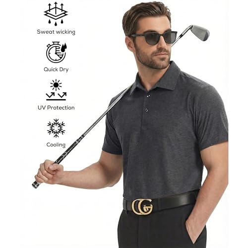 TELALEO 5 Pack Men's Polo Shirts Short Sleeve Golf T Shirt Performance Casual X-Large Seth