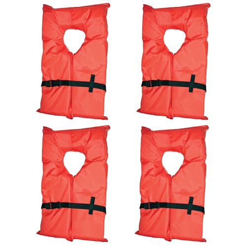 Clear Storage Bag with Type II Life Jackets - 4 Adult Orange