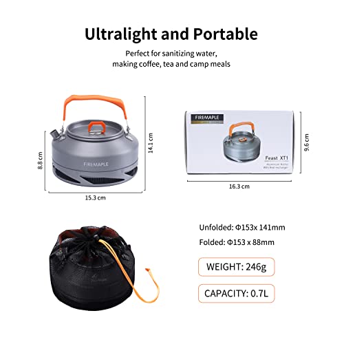 Fire-Maple XT1 0.7L Camping Kettle with Heat Exchanger Portable Teapot