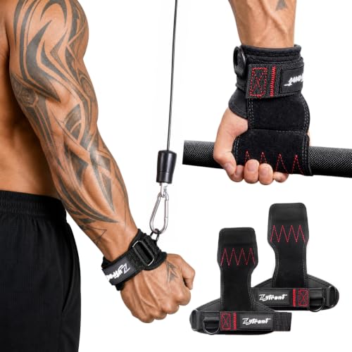 Weight Lifting Grips with D-Ring & Padded Wrist Support