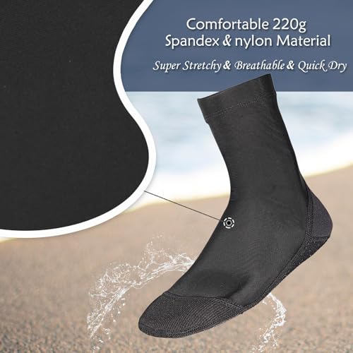 OMGear Water Socks for Sand & Water Sports, High Cut Black X-Small