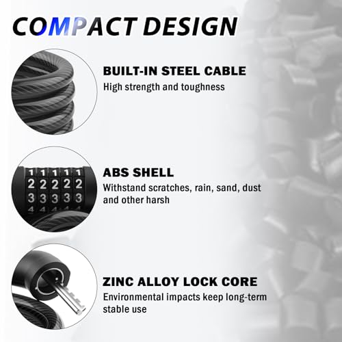 4FT Resettable Bike Lock Cable - Anti-Cut Security for Bicycles