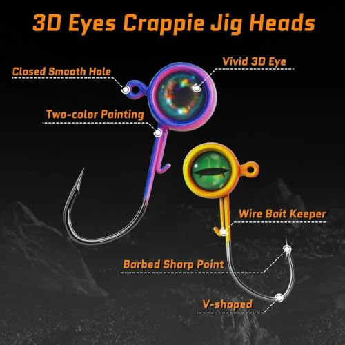 FishTrip Crappie Jig Heads 1/16oz 40pcs – V-shaped High-Carbon Steel Lure Hooks