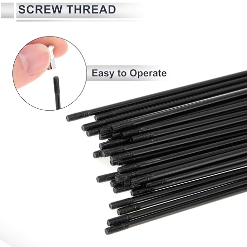 12G 130mm Bicycle Spokes with Nipples Set 36Pcs - Carbon Steel, Black