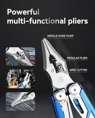 Ecrekhom Blue 15-in-1 Multi-Tool Pliers with Safety Lock & Sheath