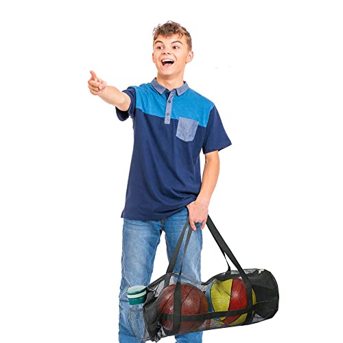 Yocoolfun Large Mesh Basketball Duffel Bag with Shoulder Strap for Sports Gear