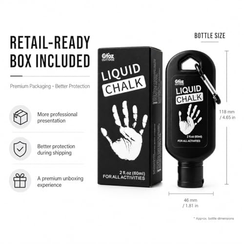 Mess-Free Liquid Chalk for Weightlifting & Climbing - 2 oz & 12 oz