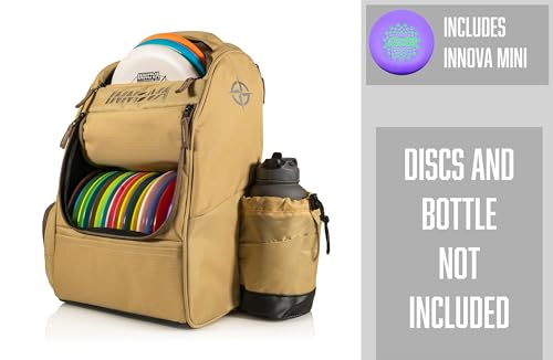 Innova Adventure Pack Disc Golf Backpack Sand Coffee Holds 25 Discs with Mini