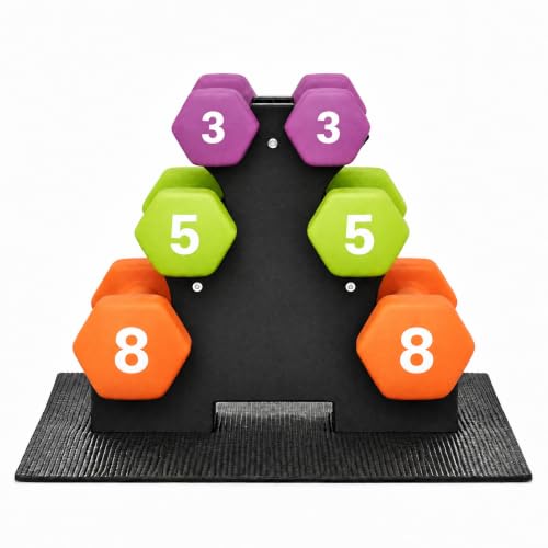 Aurorafy 32LB Neoprene Dumbbell Set with Rack - Multicolor Space-Saving Home Gym Weights