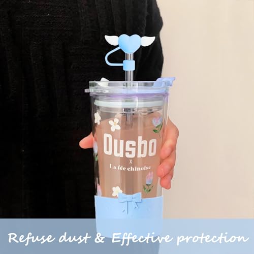 Silicone Straw Covers & Boot for Stanley Tumblers - Blue
