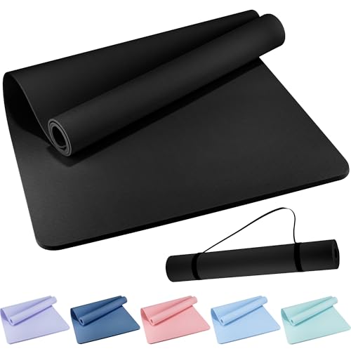 Extra Wide Yoga Mat 72" x 32" - 6mm Non-Slip TPE - Black