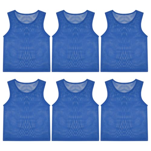 Blue Youth Small Soccer Pinnies, 6-Pack Team Practice Vests for Youth & Adults