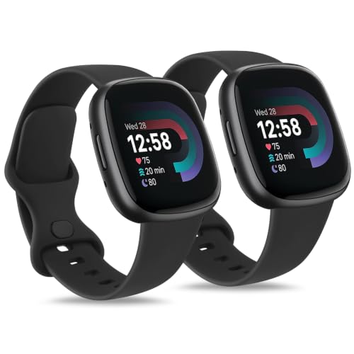 Fitbit Versa 4 & Sense Bands - Classic Soft Straps - Black/Black - Large