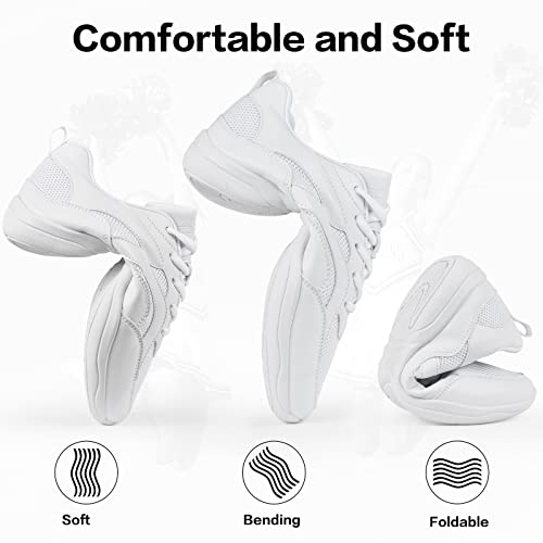 Youth Girls Cheer Shoes - White Cheerleading Athletic Sneakers