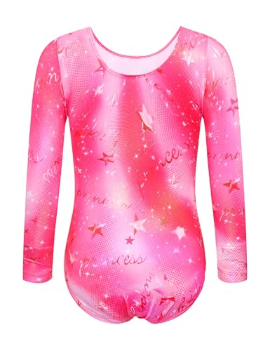 Sparkly Long Sleeve Gymnastics Leotard for Girls - 3-4T Rose Pink