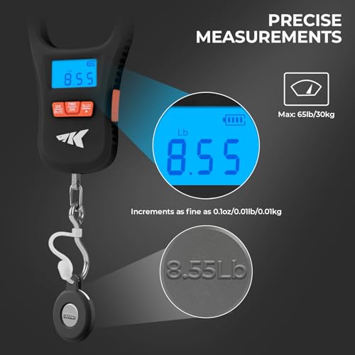 USB Rechargeable Fishing Scale with Lip Gripper - 65 lb Capacity