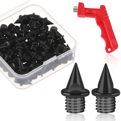 1/4 Inch Carbon Steel Track Spikes - 60PCS with Wrench - Black