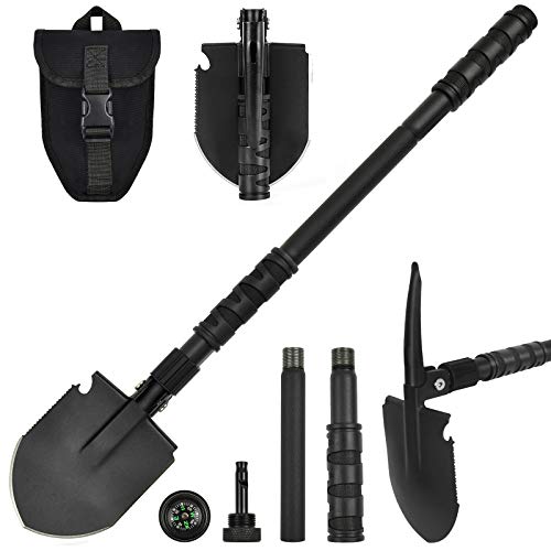 24.21'' Folding Camping Shovel with Pickaxe - Survival Multi-Tool with Carrying Bag