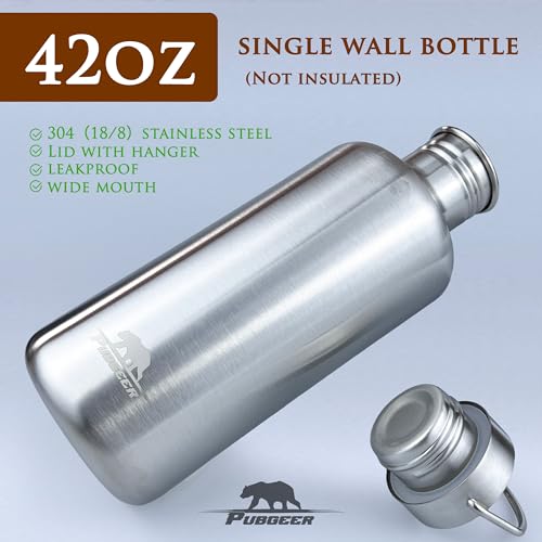 Pubgeer 42oz Stainless Steel Water Bottle with 24oz Nesting Cup & Carrier Bag, Camping & Survival Gear