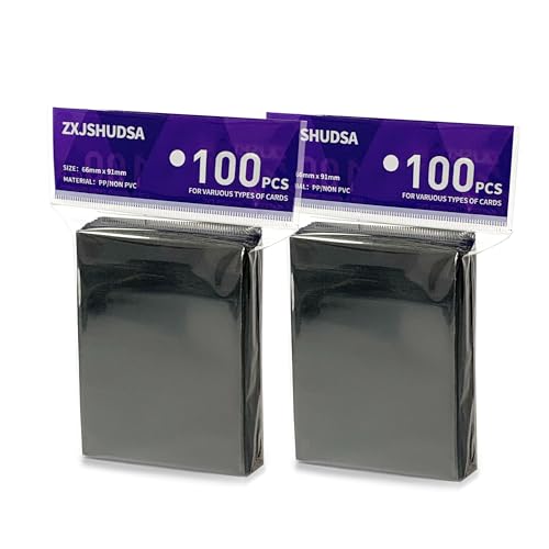 200pcs Black Matte Card Sleeves for Trading Cards - 66 x 91 mm