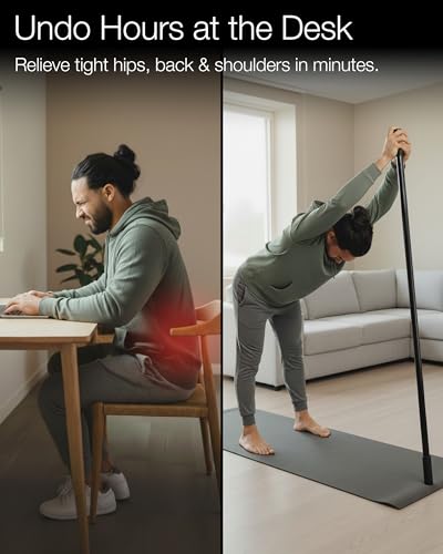 5ft Bamboo Yoga Stick for Mobility & Flexibility - Abyss Black