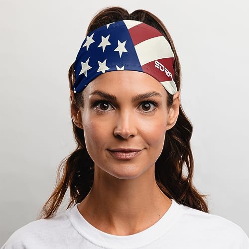 USA Tapered Flag Headband - Non-Slip Sweatband for Sports
