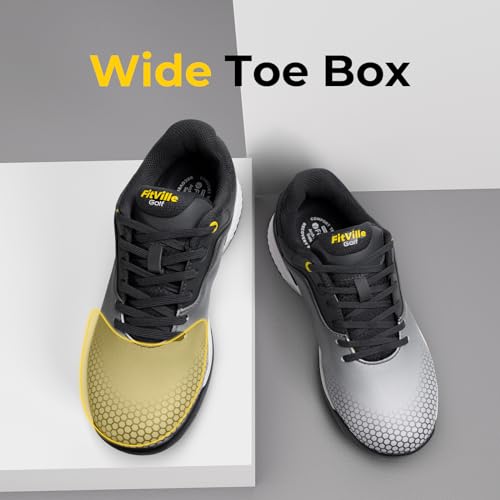 Wide Extra Wide Men's Golf Shoes - Waterproof Spiked - 10.5 X-Wide / Grey