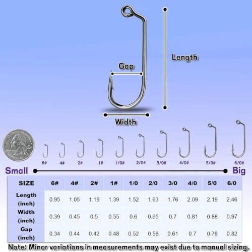 60 Degree Jig Hooks - 25pcs Long Shank Fishing Hooks