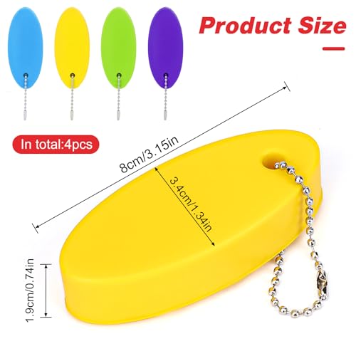 Floating Keychains for Boat Keys - 4 Pack in Bright Colors