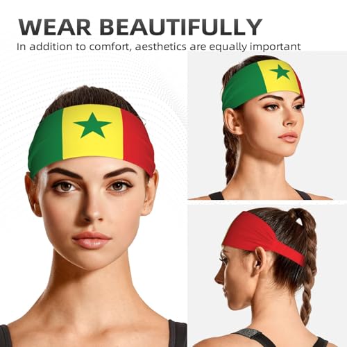 Flag Elastic Headband - Moisture-Wicking Sweatband Senegal