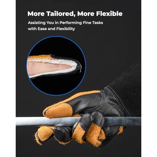toolant Welding Gloves for Men, Leather Cowhide Mig/Stick Welding Gloves, for Welding, for Grill, for Gardening